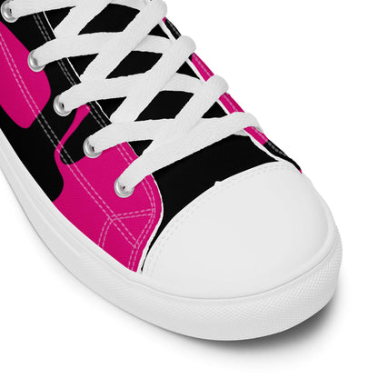 High-Top Leinenschuhe für Damen N°0, stilvoller Leinenschuh mit weißer Zehenkappe, rosa und schwarzes Design